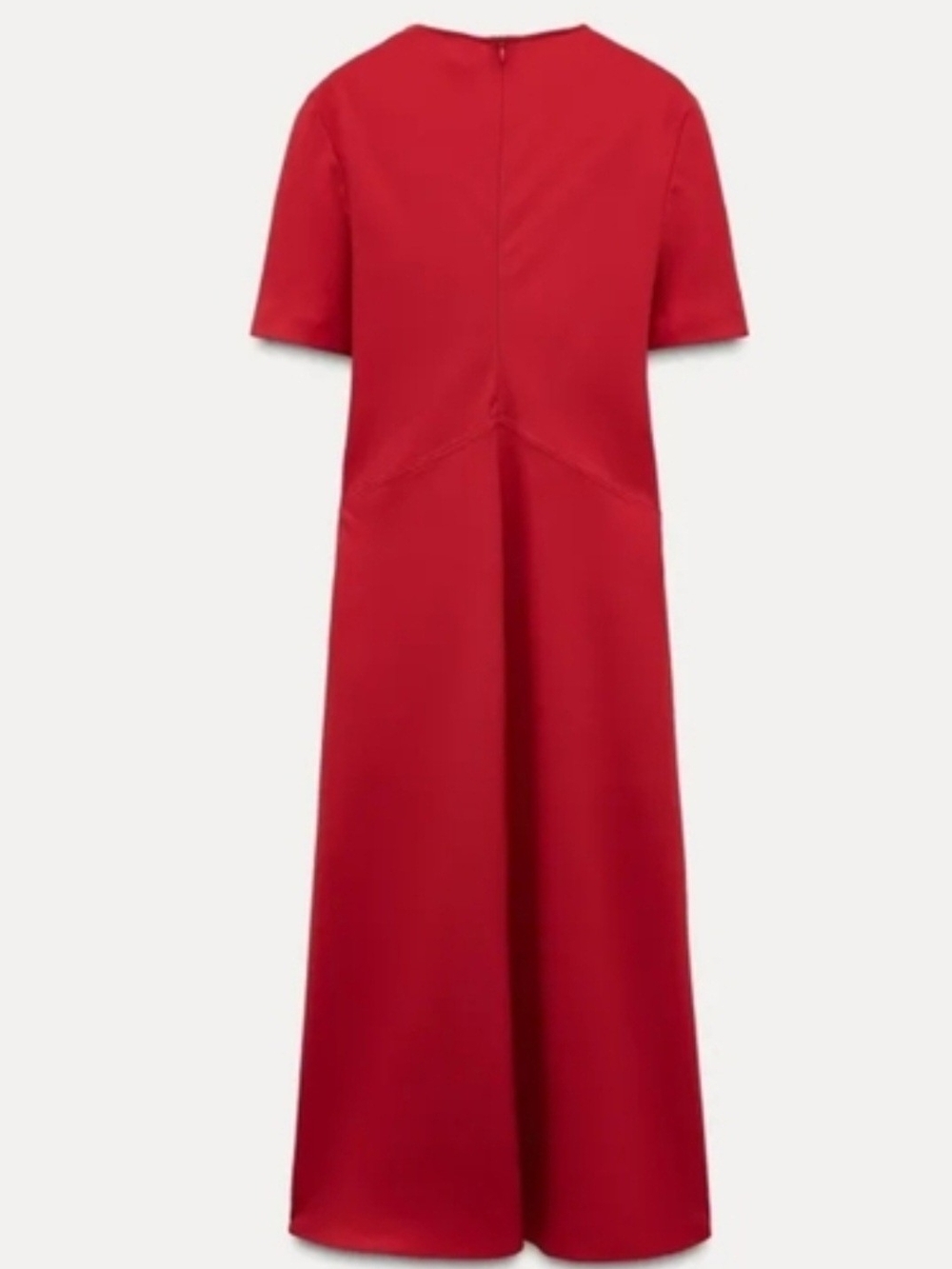 Zara Red Short-Sleeve Midi Dress - Picture 4 of 8
